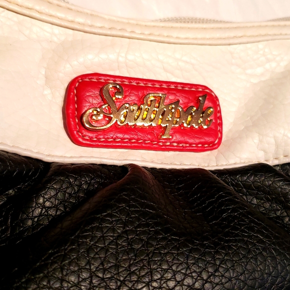 SOUTH POLE Shoulder Handbag New Vegan Pebbled Leather NWT White Black Red 🎉HP🎉 - Picture 3 of 15